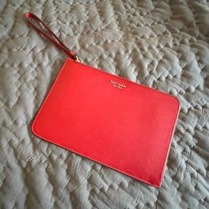 Kate Spade Red Zip Up Clutch Purse // medium size // good condition used twice